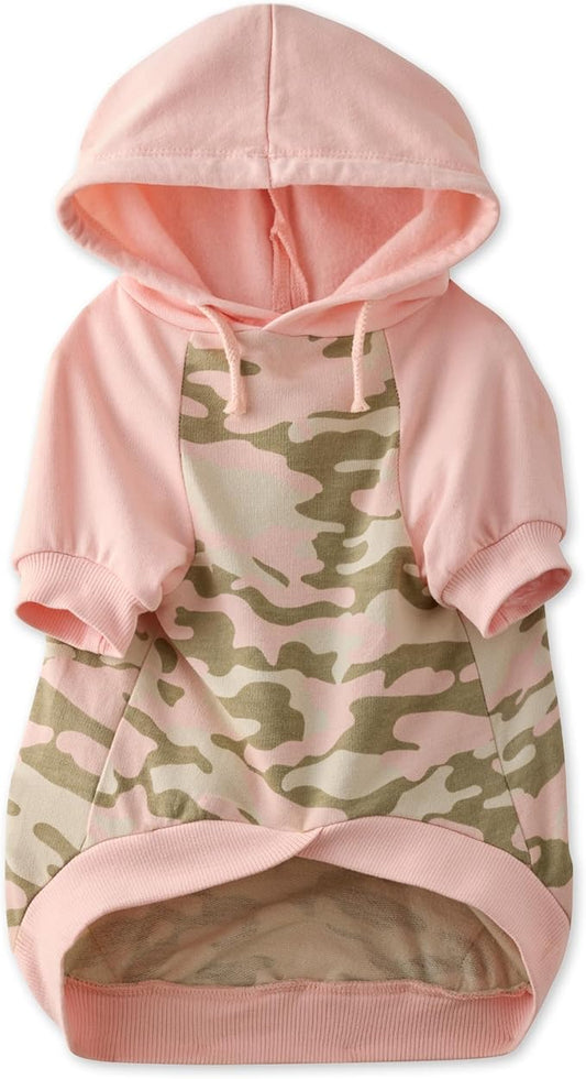 100% Organic Cotton Rocky - The Comfy Dog Hoodie Pet Coat for Small, Medium and Large Dogs, Pink Half Camo, XX-Small