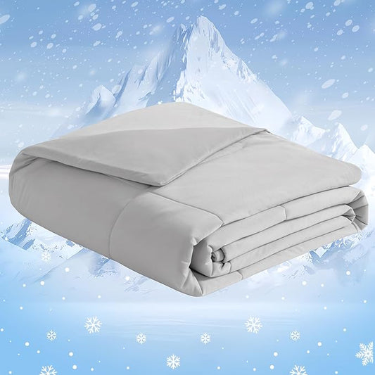 NTBAY Cooling Comforter King - Japanese Double-Sided Cold Tech Fabric Cooling Blanket for Hot Sleepers, Q-Max 0.45, All-Season Lightweight Blanket to Quickly Cool Down, 104x90 Inches, Light Grey