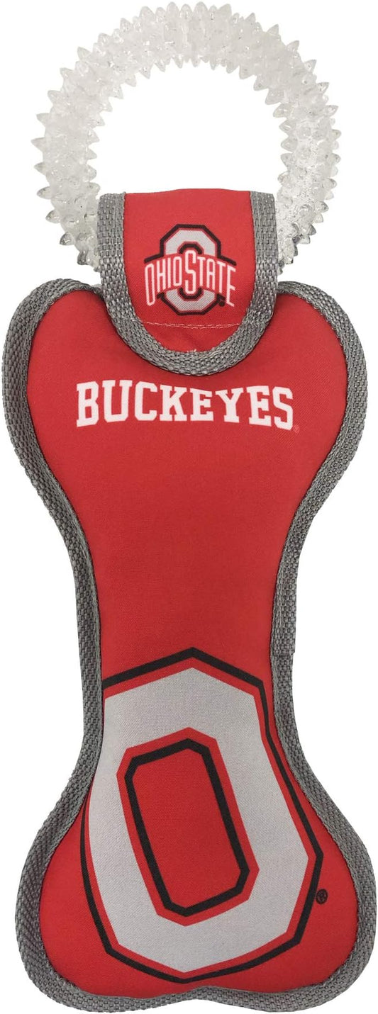 Pets First NCAA Ohio State Buckeyes Dental Dog TUG Toy with Squeaker. Tough PET Toy for Healthy Fun, Teething & Cleaning Pets Teeth & Gum