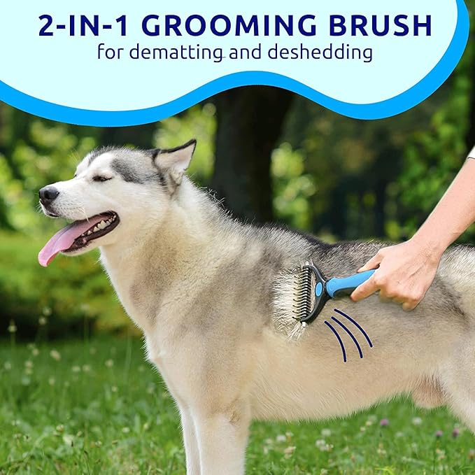Star Dib - Dog Grooming Brush | Pet Undercoat Dematting Rake with Rounded Teeth. Dog Comb for Detangling, Thinning, & Deshedding All Hair Types. Tool for Long Haired Shedding Dogs