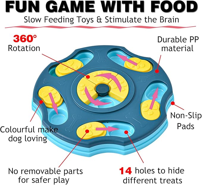 Interactive Puzzle Toy for Large, Medium, Small Smart Dogs - Enrichment and Mental Stimulation for Training - Treat Chew Gifts for Puppies & Cats