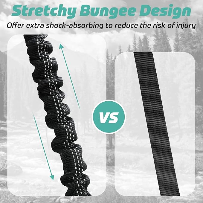 rabbitgoo Tactical Bungee Dog Leash with Shock Absorption, Military Training Leash with 2 Padded Control Handles for Medium Large Dogs, 6FT, Black