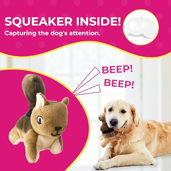 Hide and Seek Dog Toy, Stuffed Animal Tree House, Burrow Dog Toy, Hide and Seek Toy for Small Dogs (Replacement Animals, Squirrel)