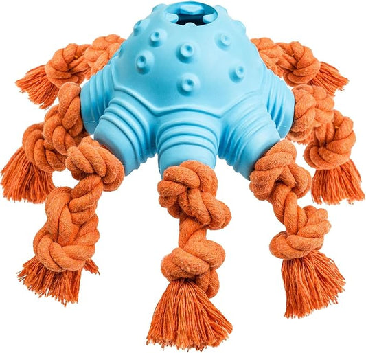 LEGEND SANDY Large Dog Toys for Aggressive Chewers Large Breeds, Octopus Durable Rubber Dog Chew to Keep Them Busy, Treat Dispensing Puzzle Toys, Interactive Tug of War Rope