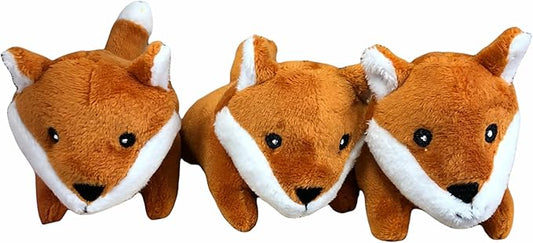 3 Pack of Fox Plush Dog Toys with Squeakers for Small and Medium Size Dogs, Replacement Animal Toys for Glow Pups Burrow Hide and Seek Tree Toy (3 Pack: Replacement Animals, Fox)