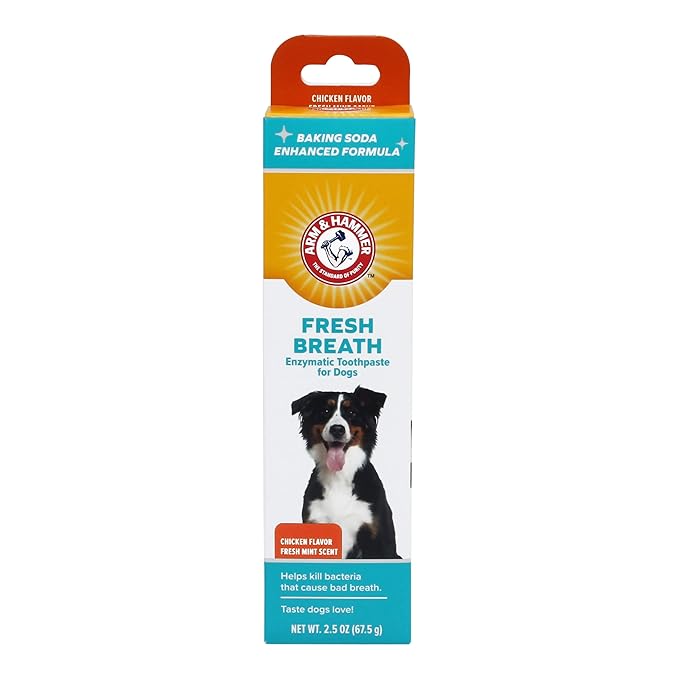 Arm & Hammer for Pets Dental Enzymatic Toothpaste for Dogs | No More Doggie Breath | Dog Toothpaste Safe for All Dogs and Puppies, Advanced Care, Chicken Flavor 2.5 Ounce (Pack of 1)
