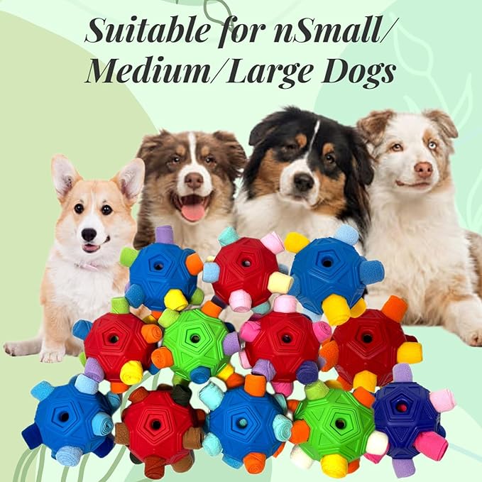 Snuffle Ball for Dog Toys Unbreakable Upgrade Ball Interactive Toy Foraging Snuffle Mat Puppy Treat Dispenser Slow Feeder Dog Puzzle Toys for Small, Medium, Large Pets (OrangeRed)