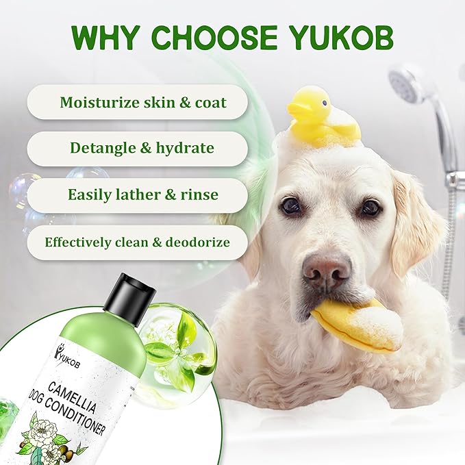 Dog Shampoo for Allergies & Itching -Natural Camellia Oil Pet Shampoo for Sensitive Skin, Deshedding, Smooth Coat for Smelly Dogs|Reduce Hair Loss & Odor Removal | 16 oz