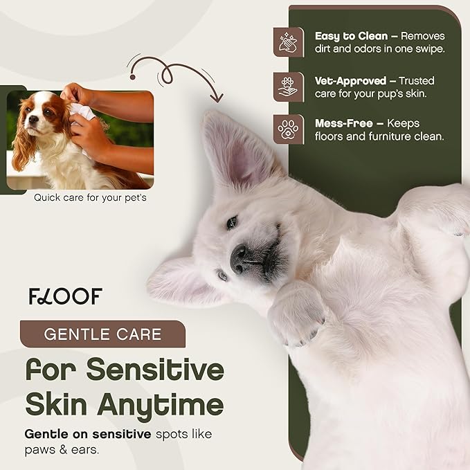 Floof Hypoallergenic Dog Wipes – Natural Aloe Grooming Wipes for Paws Face Ears Eyes & Bum – Vet-Formulated Extra Thick Safe for Puppies & Adult Dogs –864 Count