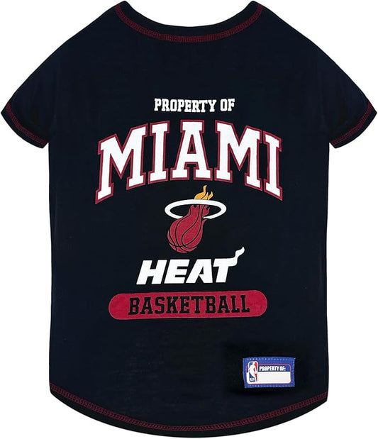 Pets First NBA Licensed Hoodies & T-shirt for Dogs & Cats, Miami Heat, X-Small