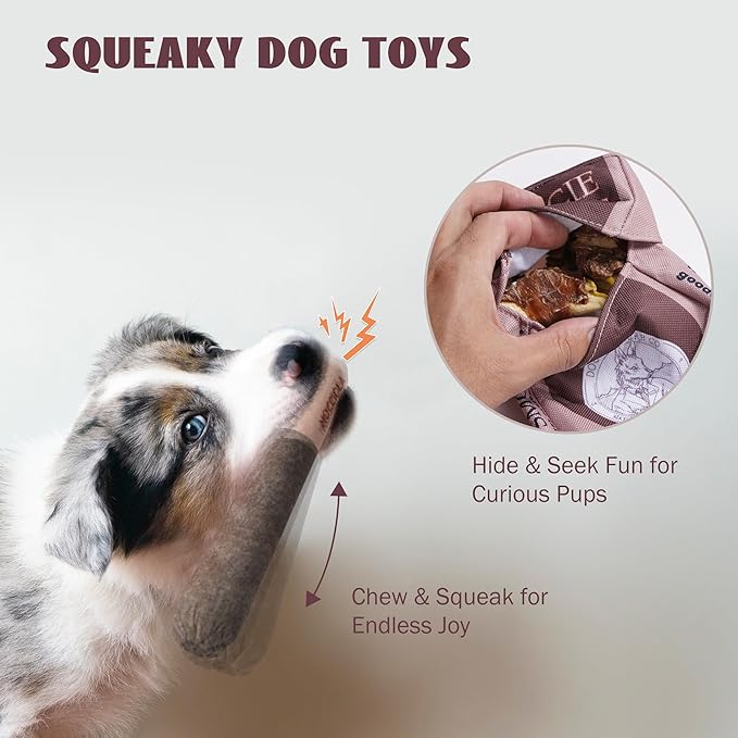 Nocciola Funny Squeaky Dog Toys, Cool Stuffed Plush Toys for Medium, Small and Large, Accessories for Dog Birthday - Doggie