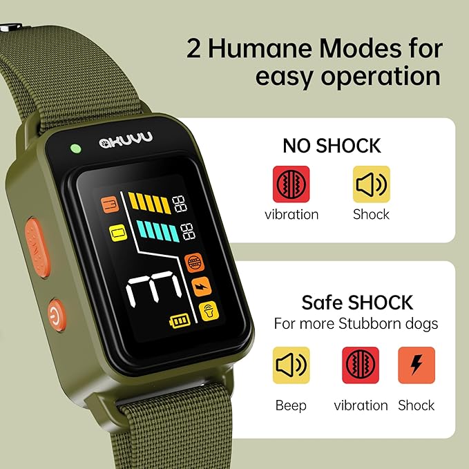 Bark Collar-Rechargeable Smart Barking Collar- Anti Bark Training Collar with Adjustable Sensitivity Beep Vibration Shock- Bark Shock Collar for Small Large Medium Dogs