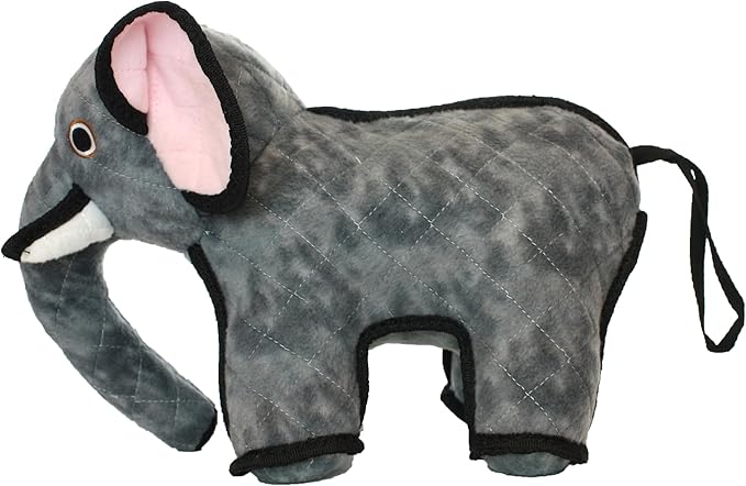 TUFFY - World's Tuffest Soft Dog Toy- Zoo Elephant -Multiple Layers. Made Durable, Strong & Tough. Interactive Play (Tug, Toss & Fetch). Machine Washable & Floats. (Regular)