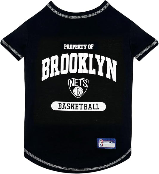 Pets First NBA Licensed Hoodies & T-shirt for Dogs & Cats, Brooklyn NETS, Small