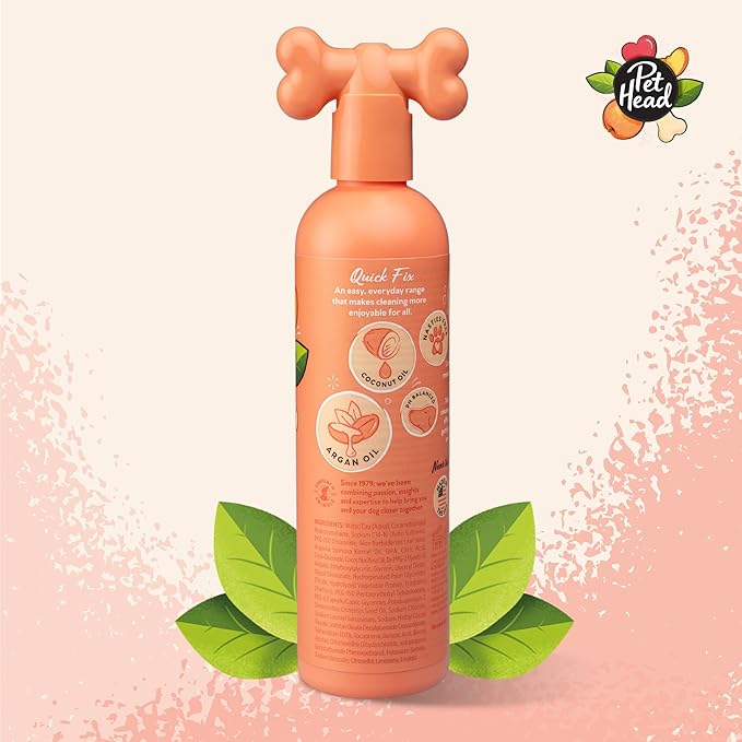 Quick Fix 2 in 1 Dog Shampoo and Conditioner | Peach Scent | Dog Shampoo for Smelly Dogs | Nourishes and Softens Coat & Skin | Vegan | Gentle Formula for Puppies | Made in USA | 16fl oz.