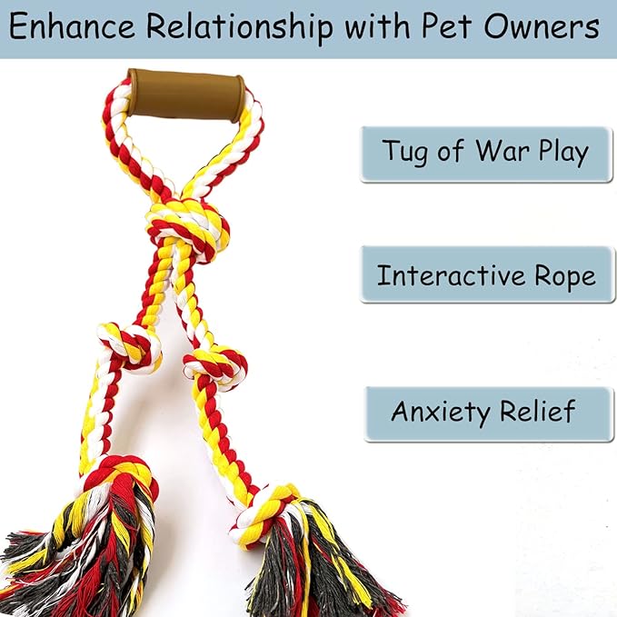 Extra Large Dog Rope Toys for Aggressive Chewers - Tug of War, Interactive, Heavy Duty, Outdoor, Medium to Large Breed Dog Chew Rope with Handle