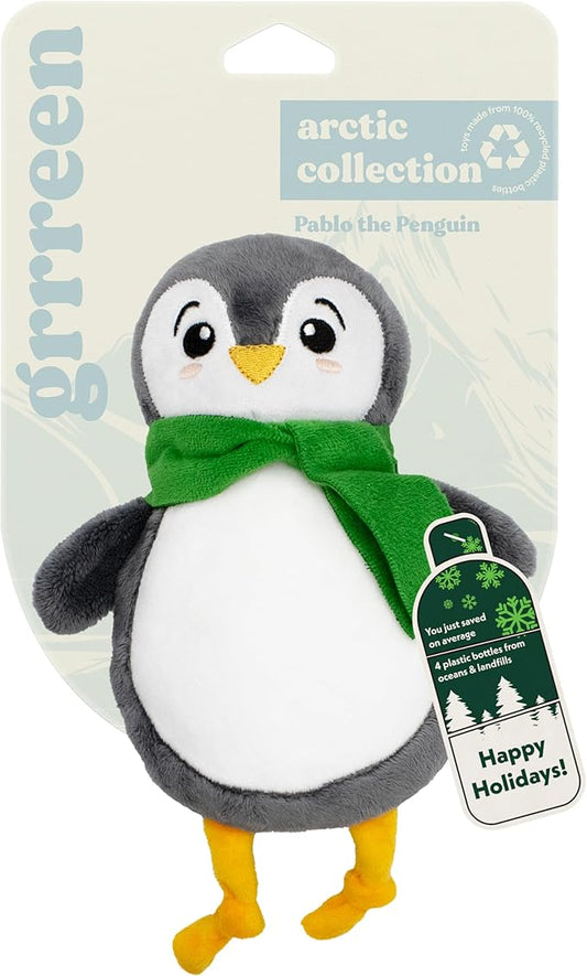 Holiday Collection Dog Toys | Medium Sized Pablo The Penguin | Cute, Durable, & Sustainable Plush Chew Toys for Dogs | Festive Stocking Stuffer Gift