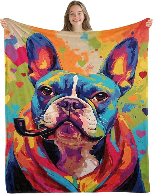 French Bulldog Gifts for Women, French Bulldog Blanket, Dog Lovers Gifts Ideas, Dog Gifts, Colorful Pet Blanket Gifts 40"x50"