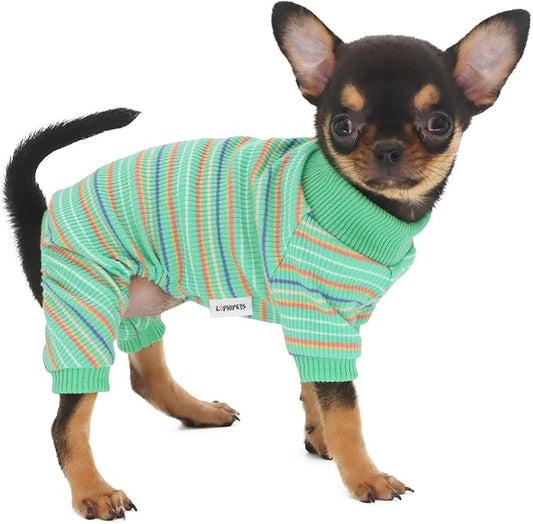 LOPHIPETS Dog Pajama Onesie for Small Teacup Chihuahua Yorkie Puppy Cat Clothes Apparel-Green/XS