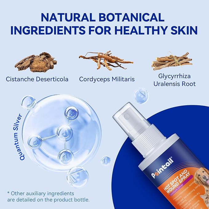 Hot Spot Treatment for Dogs and Cats, Pet Skin Treatment Spray, Dog Licking Paws Treatment, Anti Itch Relief, Allergies, Infections, No Chew Spray for Dogs Treatment Wound Spray for All Animals, 8oz