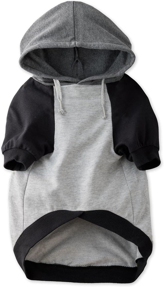 100% Organic Cotton Rocky - The Comfy Dog Hoodie Pet Coat for Small, Medium and Large Dogs, Heather Gray Color Block, X-Small
