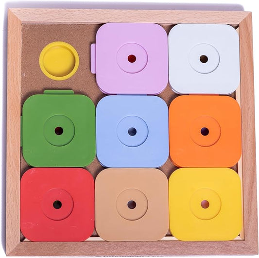 Interactive Sudoku Puzzle for Medium Dogs and Cats - Expert Brain Pet Toy - 9 Treat-Hiding Holes, Medium Wood and Plastic Design