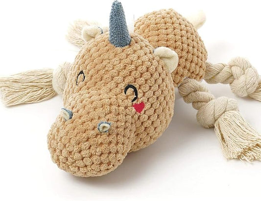 Large Dog Toys, Cute Squeaky Dog Toy, Stuffed Animal Plush Toys for Puppies, Durable Dog Chew Toys for Small,Middle,Large Breed (Brown(Uni-Hippo))