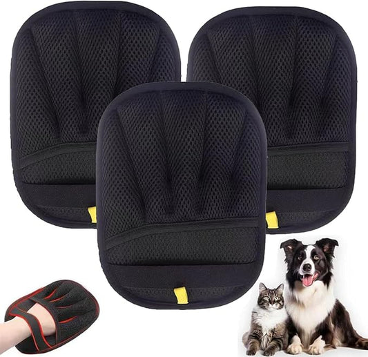 3 Pack The Magic Brush Pet Hair Remover Glove for Cats & Dogs, Pro Five-Finger Electrostatic Pet Hair Removal Gloves, Reusable & Washable Pet Hair Removal Tool for Couch, Clothing, Carpet, Car Seat