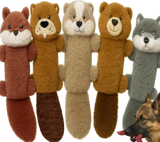 Jalousie 5 Pack Stuffingless Dog Squeaky Toys Dog Toy w/Durable Liner No Stuffing Dog Toy - Dog Toys Crinkle Paper Squeaker Toy for Medium Large Dogs (5 Pack - Color 4 - Squeaky)