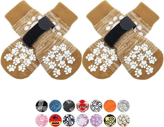 EXPAWLORER Anti Slip Dog Socks to Prevent Licking Paws, Dog Shoes for Hot Pavement, Dog Booties for Small Medium Large Senior Dogs, Traction Control Dog Boots & Paw Protectors for Hardwood Floors