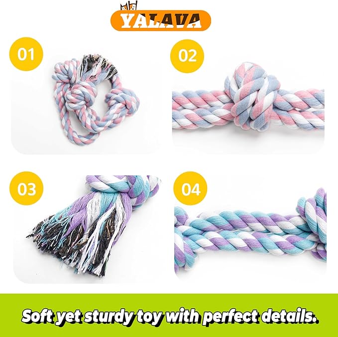 2 Pack Dog Rope Toy for Aggressive Chewers, 20 Inch Heavy Duty Chew Toys for Teeth Cleaning, Cotton Rope Dog Tug Toy for Medium to Large Breed