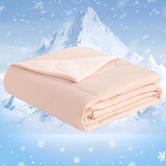 NTBAY Cooling Comforter Queen - Japanese Double-Sided Cold Tech Fabric Cooling Blanket for Hot Sleepers, Q-Max 0.45, All-Season Lightweight Blanket to Quickly Cool Down, 90x90 Inches, Coral Pink