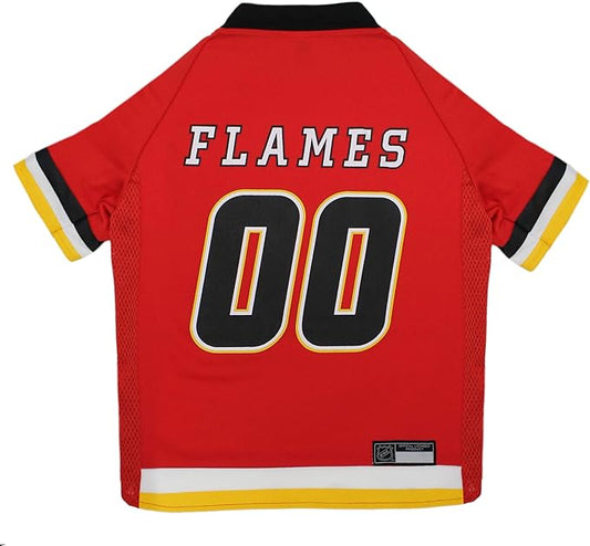 NHL Calgary Flames Jersey for Dogs & Cats, Medium. - Let Your Pet Be A Real NHL Fan!