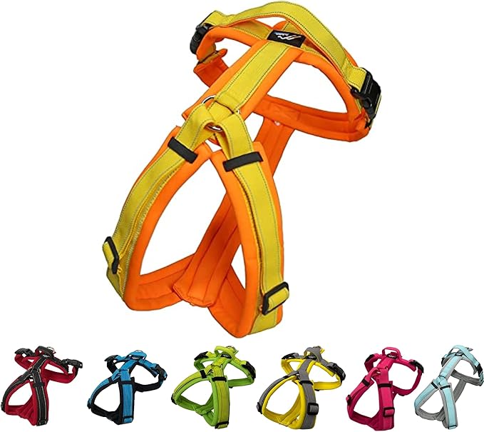 [白山:Hakusan] Zero Dog Harness Made by Japan, Safe - No chocking/Hard to Disconnect, Great fit - Easy Put on and Off/Adjustable, Reflector, L - Large Dog, Two-Tone Orange×Yellow