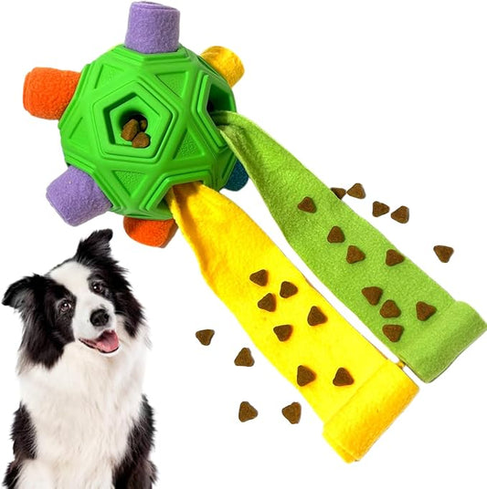 Snuffle Ball for Dog Toys Unbreakable Upgrade Ball Interactive Toy Foraging Snuffle Mat Puppy Treat Dispenser Slow Feeder Dog Puzzle Toys for Small, Medium, Large Pets (Green Rainbow)