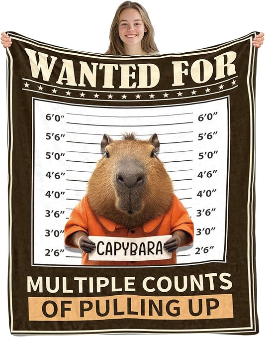 Capybaras Blanket Gift, Cute Capybara Gifts for Women Men, Soft Flannel Capybaras Throw Blanket on Sofa Couch Bed, Capybaras Birthday Gifts Ideas, 50" x 60"