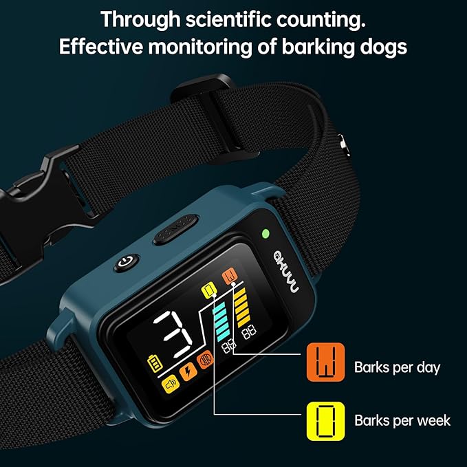 Bark Collar-Rechargeable Smart Barking Collar- Anti Bark Training Collar with Adjustable Sensitivity Beep Vibration Shock- Bark Shock Collar for Small Large Medium Dogs