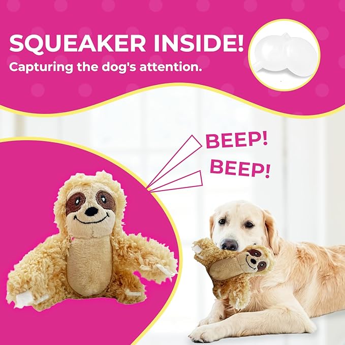 Sloth Dog Toy, Dog Squeaky Toy, Tree with Hide and Squeak Plush Toys for Dogs, Toy, Puzzle Toy for Small and Medium Size Dogs. (3 Pack: Replacement Animals, Sloth)
