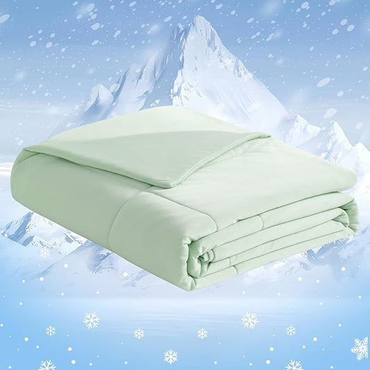 NTBAY Cooling Comforter Queen - Japanese Double-Sided Cold Tech Fabric Cooling Blanket for Hot Sleepers, Q-Max 0.45, All-Season Lightweight Blanket to Quickly Cool Down, 90x90 Inches, Mint Green