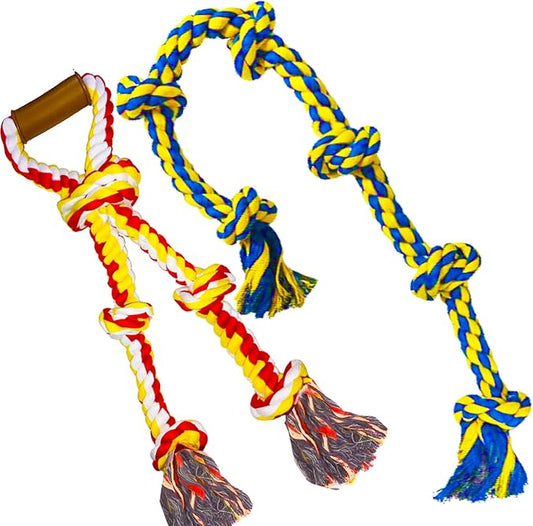 Large Dog Rope Toys for Aggressive Chewers - Pitbull Tug of War, Heavy Duty, Outdoor, Medium to Large Breed, Durable Dog Tug Toys with Handle