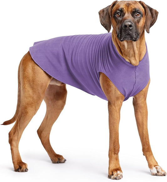 Stretch Fleece Dog Coat, Stretchy Pet Sweater, Machine Washable Pullover for Winter and Fall, Lavender, 26