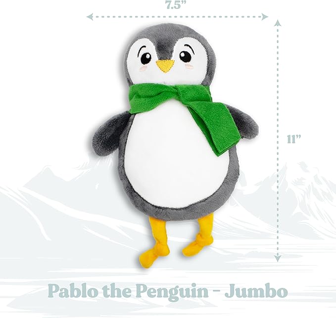 Holiday Collection Dog Toys | Medium Sized Pablo The Penguin | Cute, Durable, & Sustainable Plush Chew Toys for Dogs | Festive Stocking Stuffer Gift