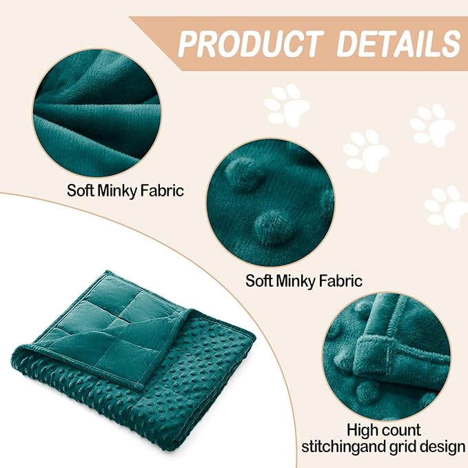 YUSRA Weighted Dog Blanket 6 Lbs, Small Weighted Blanket for Dogs Especially for Thunderstorms, Fireworks, Separation, Travel, Bed and Couch, Calming Dog Blanket (Blackish Green, 40 * 47inch)