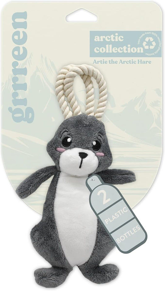 Arctic Collection Dog Toys | Small Sized Artie The Arctic Hare | Cute, Durable, & Sustainable Plush Chew Toys for Dogs up to 25 lbs | Eco Friendly & 100% Recycled Materials