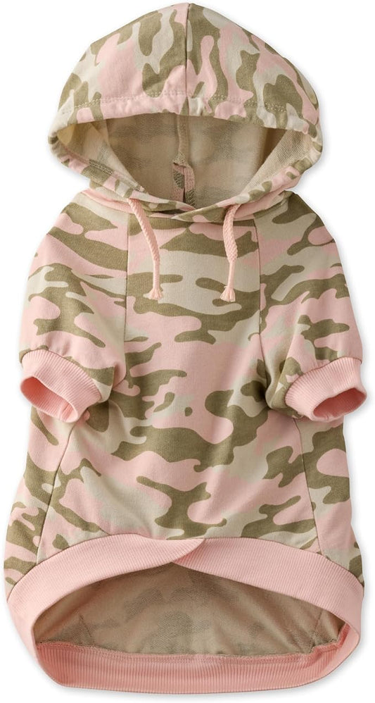 100% Organic Cotton Rocky - The Comfy Dog Hoodie Pet Coat for Small, Medium and Large Dogs, Pink Camo, Large