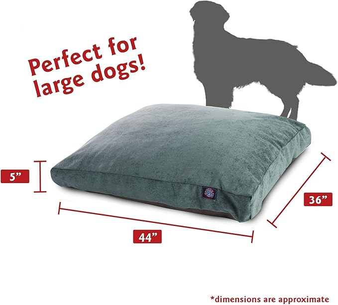 Majestic Pet Shredded Memory Foam Dog Bed Large with Removable Washable Cover – Rectangle Orthopedic Dog Bed–Durable Dog Crate Bed-Flat Dog Bed for Senior Dogs - (44x36) L - Villa - Azure