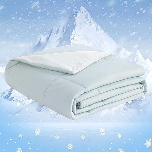 NTBAY Cooling Comforter King - Japanese Double-Sided Cold Tech Fabric Cooling Blanket for Hot Sleepers, Q-Max 0.45, All-Season Lightweight Blanket to Quickly Cool Down, 104x90 Inches, Aqua