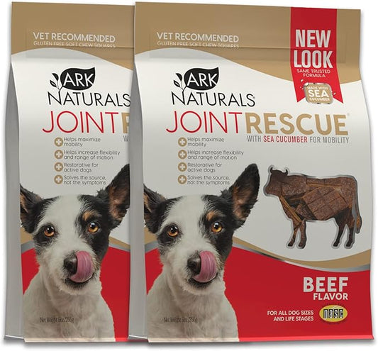ARK NATURALS Joint Rescue Dog Chew, Beef Flavor, Joint Supplement with Glucosamine & Chondroitin, 2 Pack
