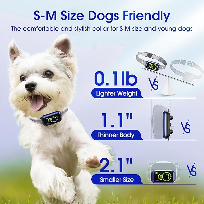 Bark Collar, Smart Dog Bark Collar, Automatic Bark Collar for Small Dogs 5-15lbs, Medium, Large Dogs, Humane Stop Anti-Barking with Beep, Vibration & 7 Adjustable Sensitivity, IP67 Berry