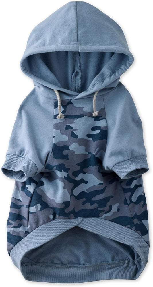 100% Organic Cotton Rocky - The Comfy Dog Hoodie Pet Coat for Small, Medium and Large Dogs, Navy Half Camo, Small